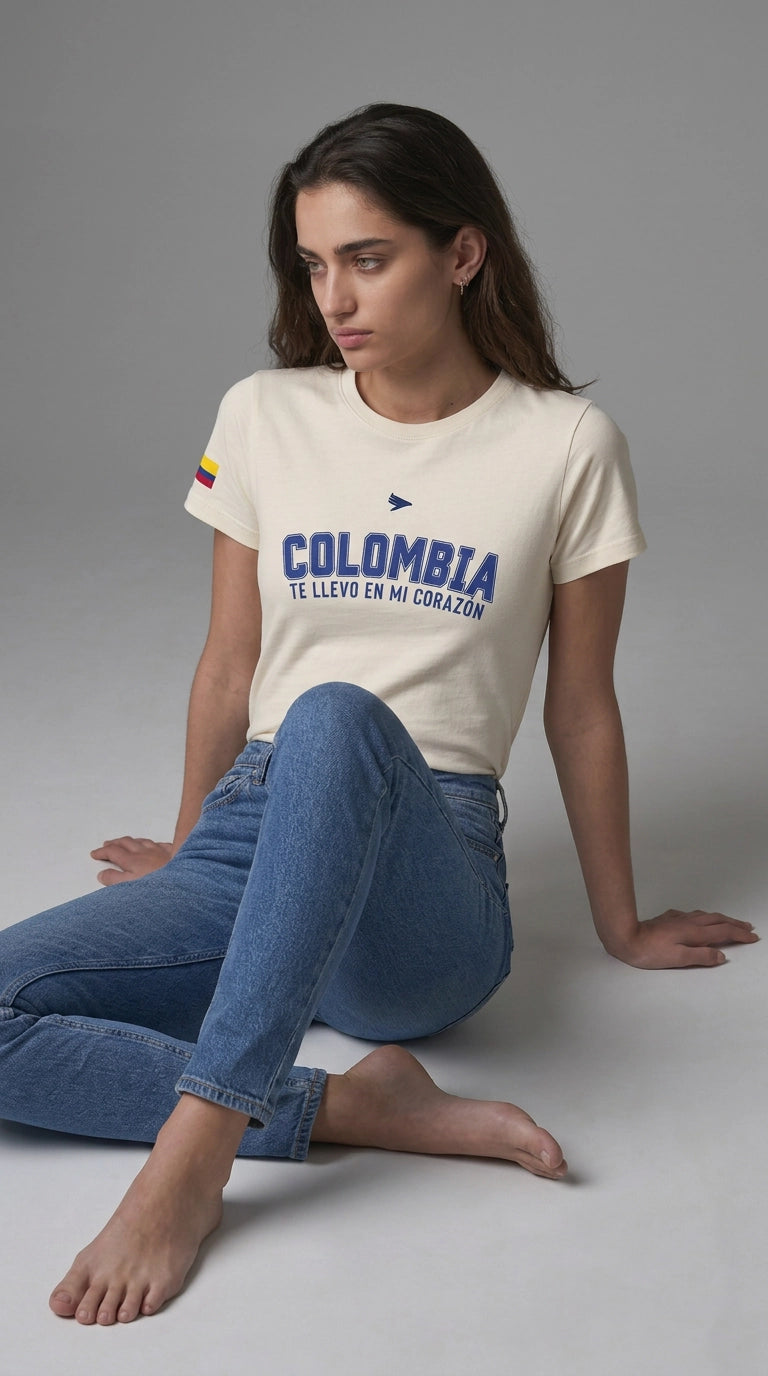Camiseta Colombia te llevo en mi corazón